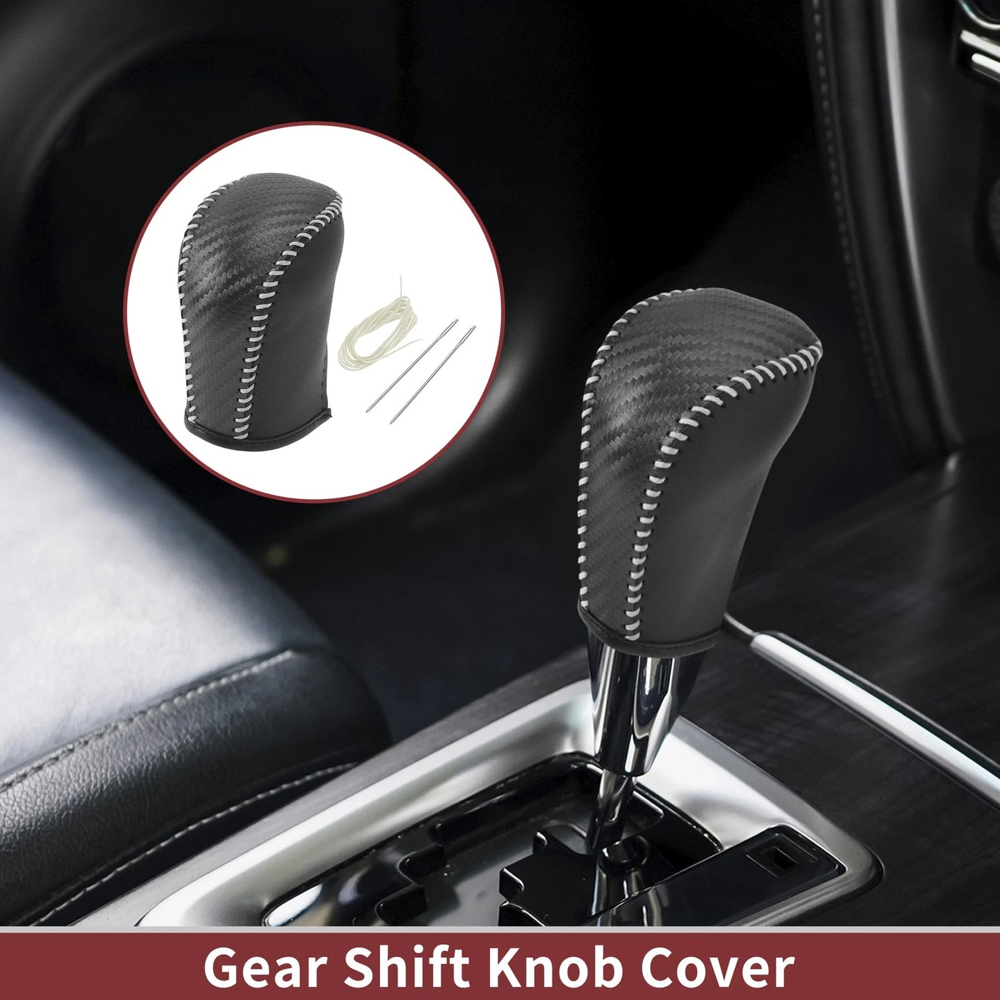 Gear Shift Knob Cover for Subaru Forester (2006–2012) Black Beige Faux Leather