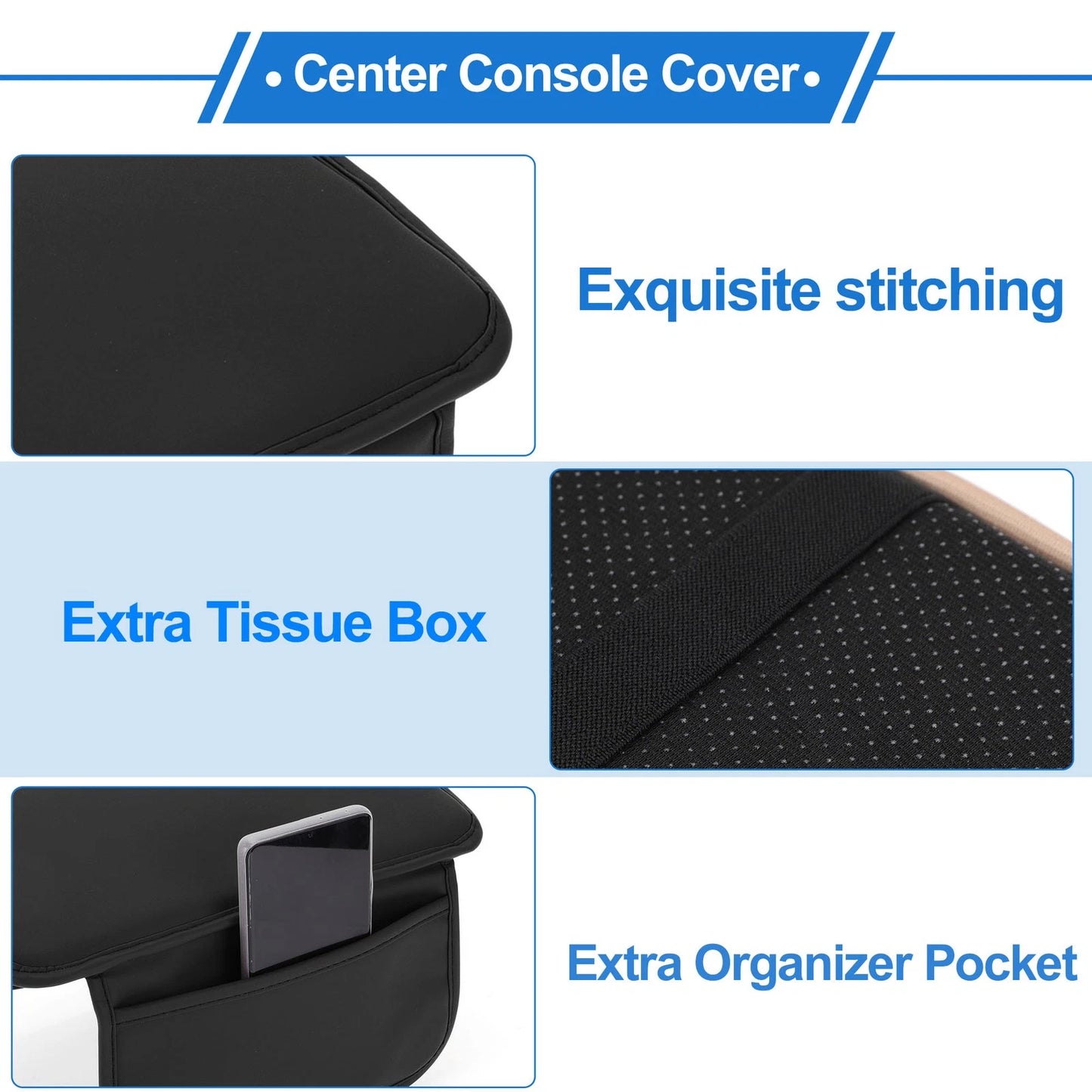 Center Console Cushion Pad   - Black