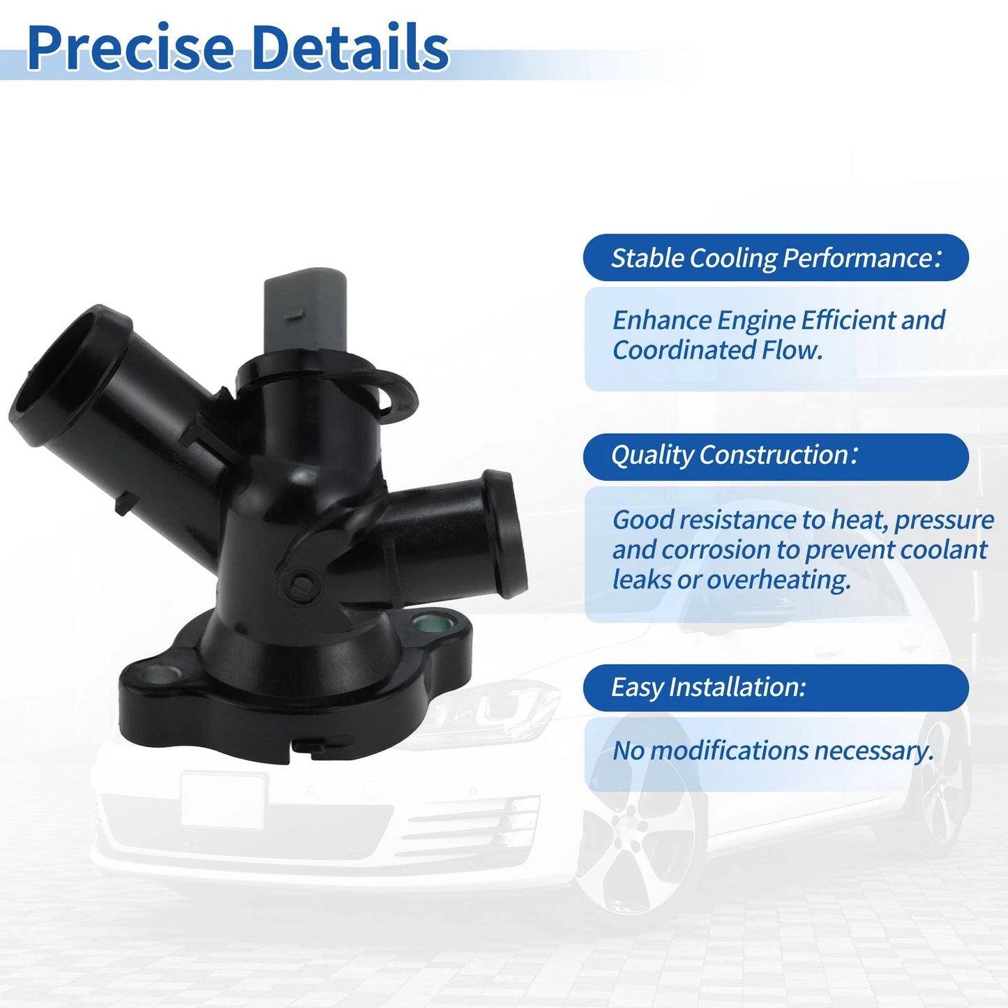Engine Coolant Thermostat Housing Assembly for VW Beetle Golf Jetta Passat Rabbit (2000–2010)