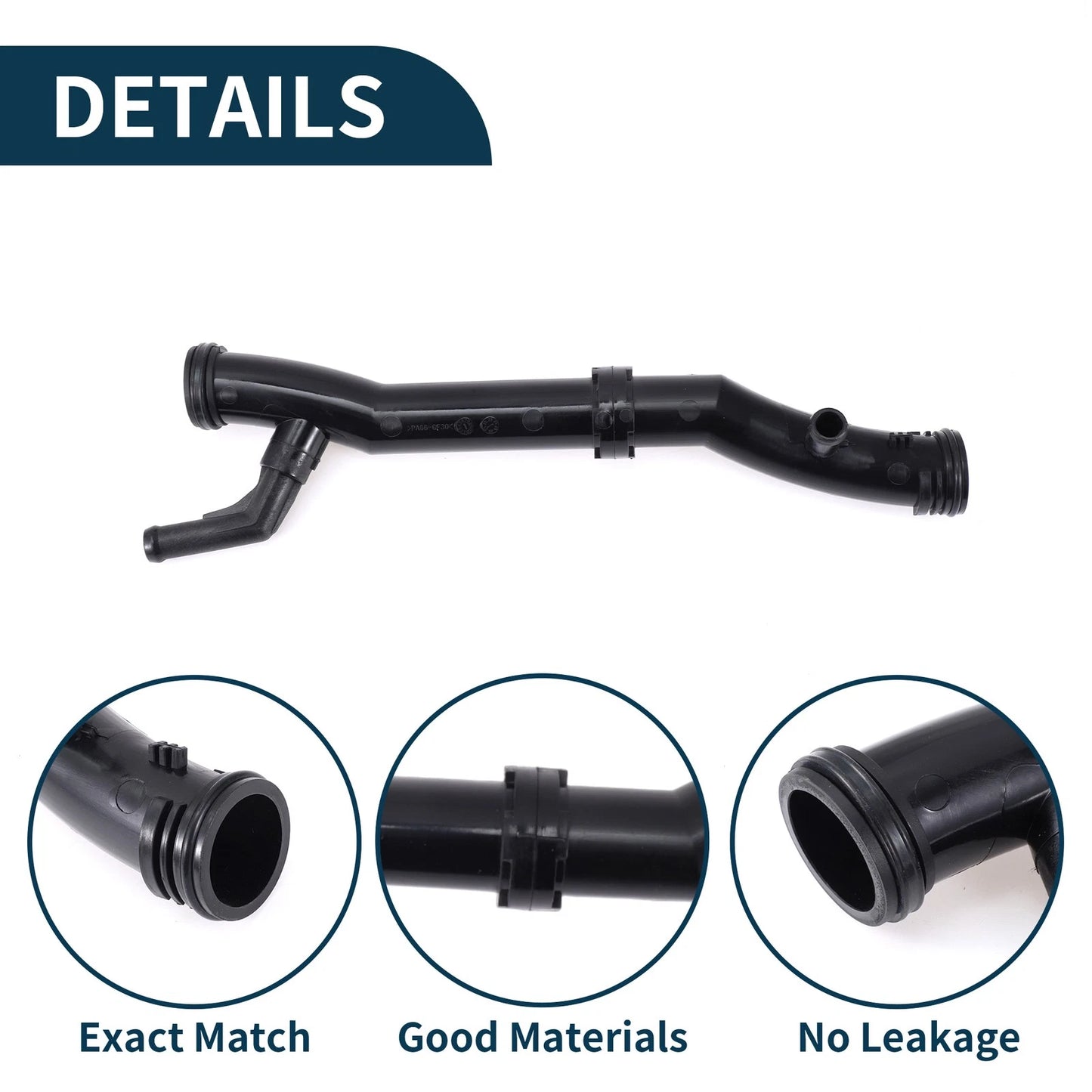 Radiator Hose Coolant Pipe for Volkswagen Jetta (2011–2014) 1 Pcs Black Plastic
