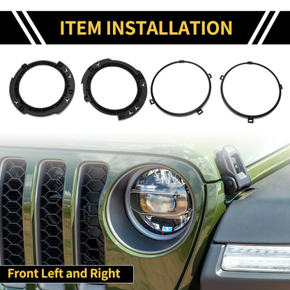 Set of 2 Headlight Mounting Retaining Bracket Rings for Jeep Wrangler JK (2007–2018)