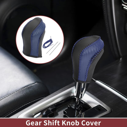 Gear Shift Knob Cover for Nissan Maxima (2016–2023) Black Blue Faux Leather