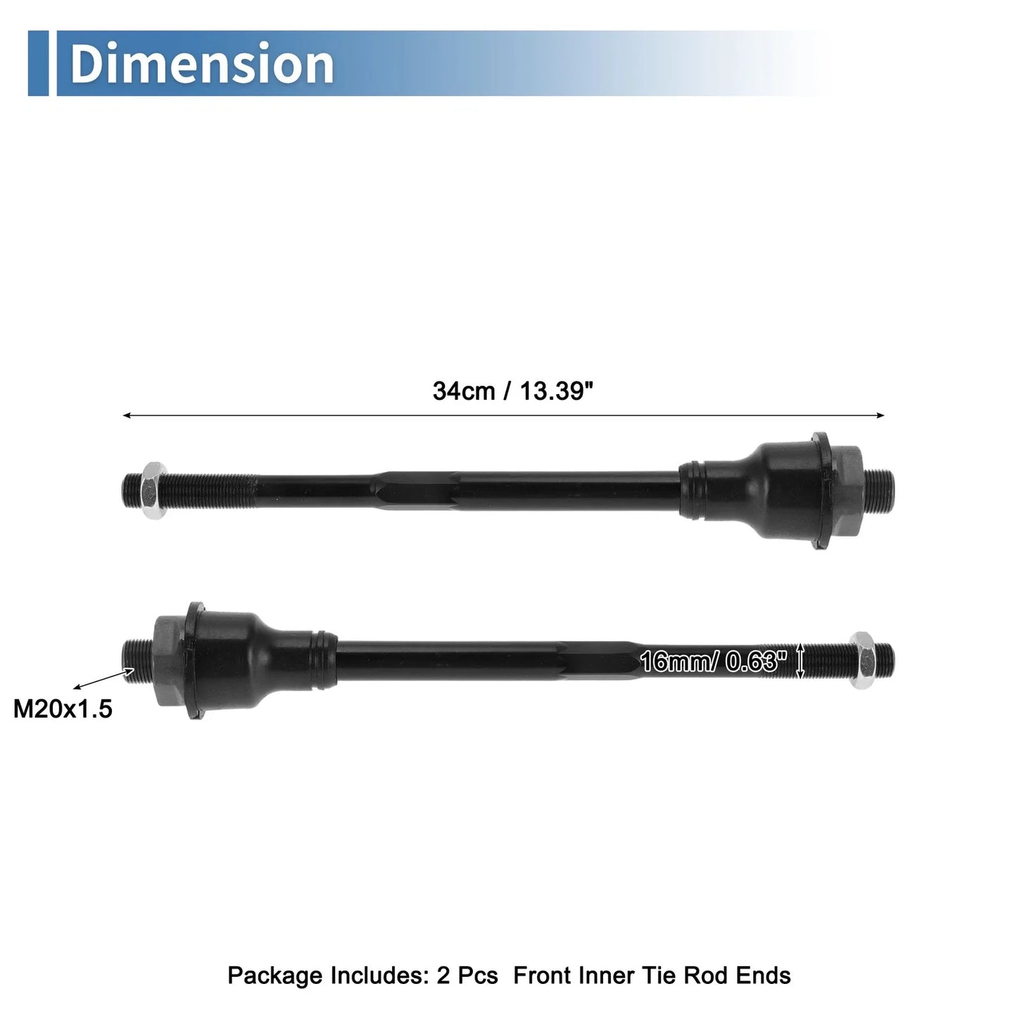 2 x Front Inner Tie Rod End Links for Chevrolet Silverado 2500 HD (2011-2019)