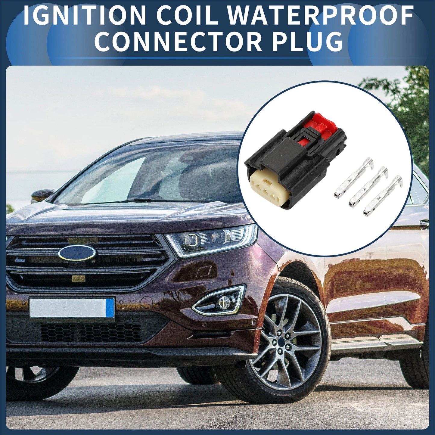 Set of 1 Ignition Coil Waterproof Connector Plug for Ford Mazda