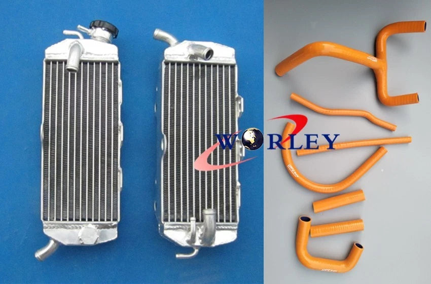 Aluminum Radiator + Orange Silicone Hose for KTM LC4 620 625 640 660 (1998–2007)