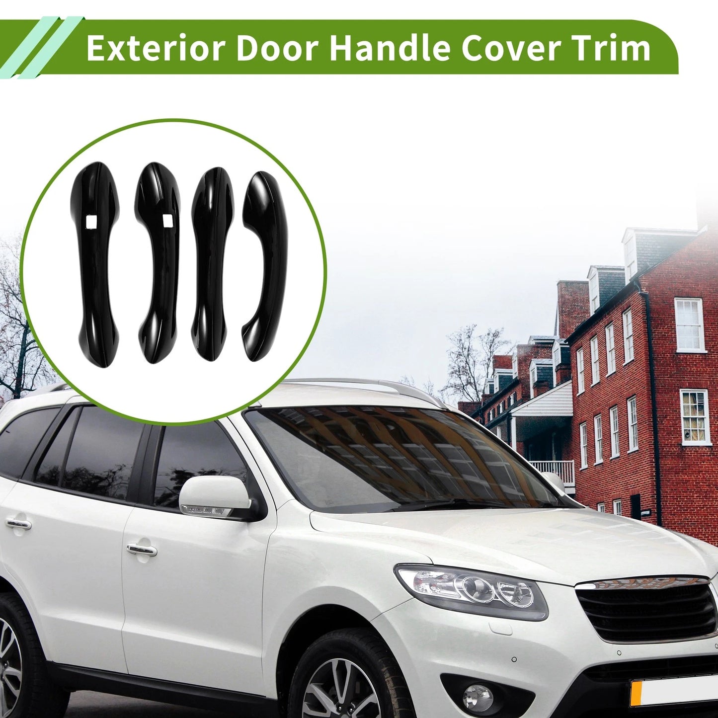 Exterior Door Handle Cover Trim for Hyundai Santa Fe (2019–2023) Gloss Black ABS