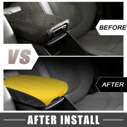 Car Center Console Armrest Pad Cover for Dodge Charger (2015-2022) Black Yellow
