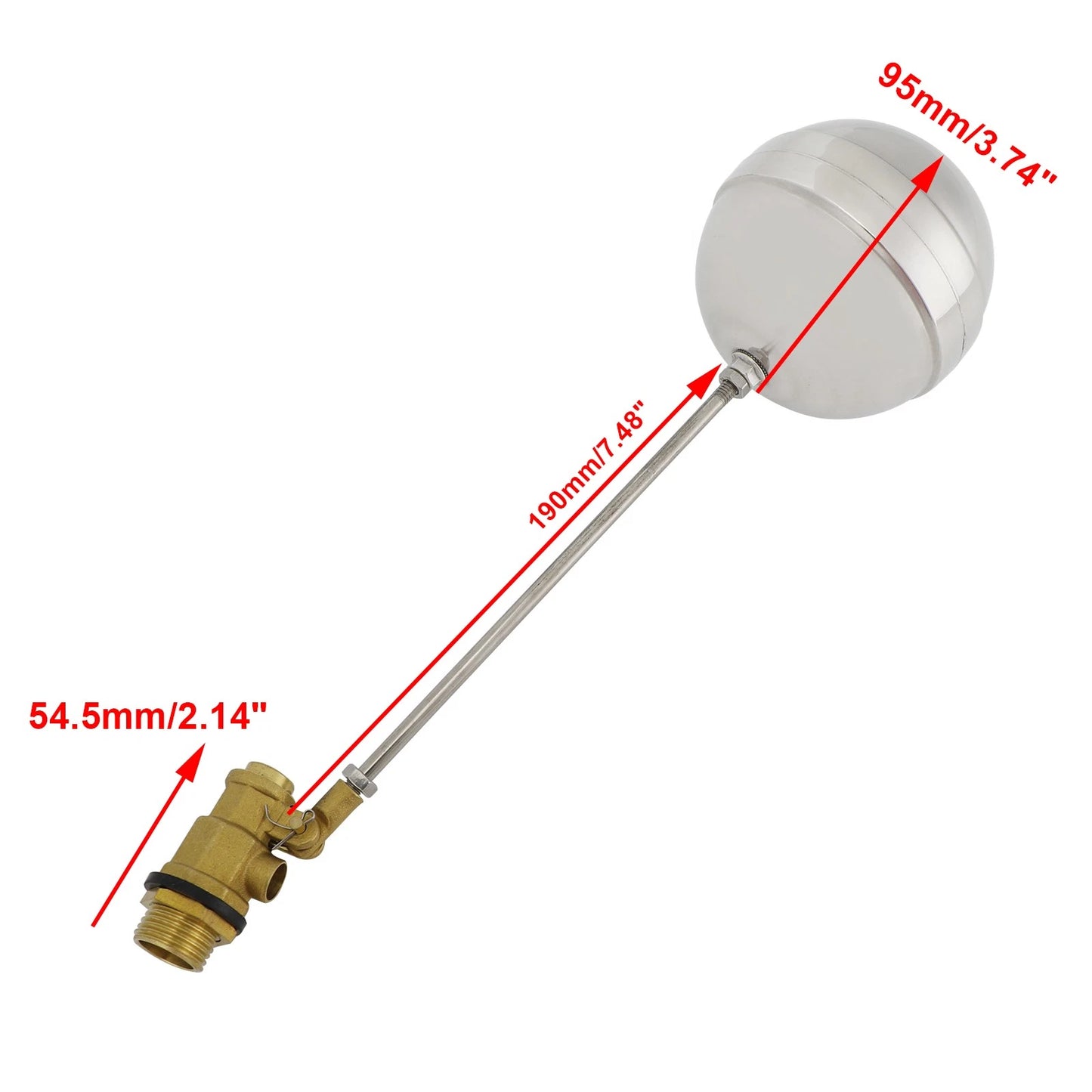 Float Ball Valve for Stainless Steel Water Sensor (1/2"-1" Male Thread)