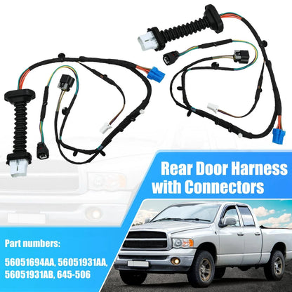 2 x Rear Door Harnesses with Connectors for Dodge RAM 1500 2500 3500 (2002-2023)