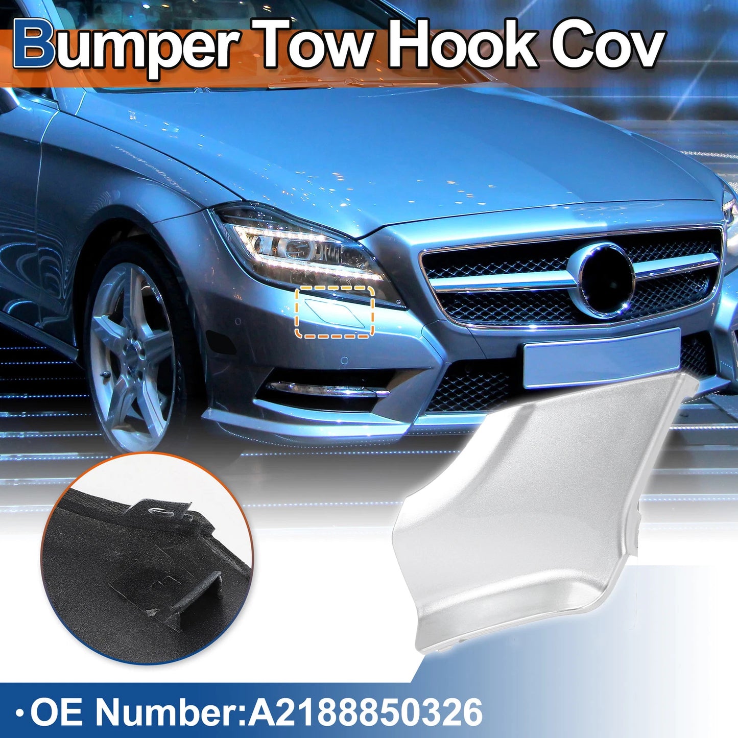 Tow Hook Cover for Mercedes-Benz CLS (2012–2018) No.A2188850326 Silver