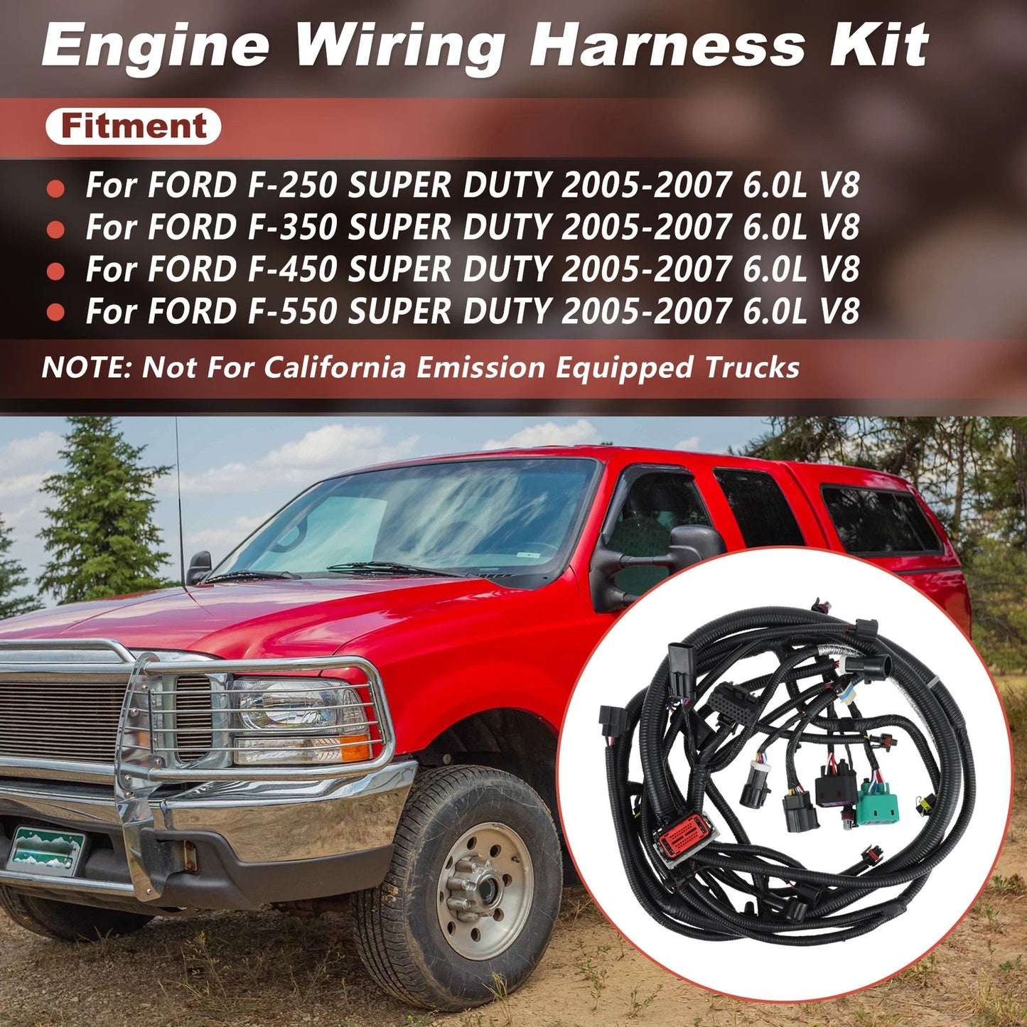 Engine Wiring Harness for Ford F250-F550 Super Duty 6.0L V8 (2005–2007) 5C3Z-12B637-BA