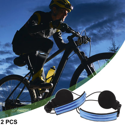 2X Reflective Bicycle Trouser Clips Adjustable Cycling Bands Light Blue