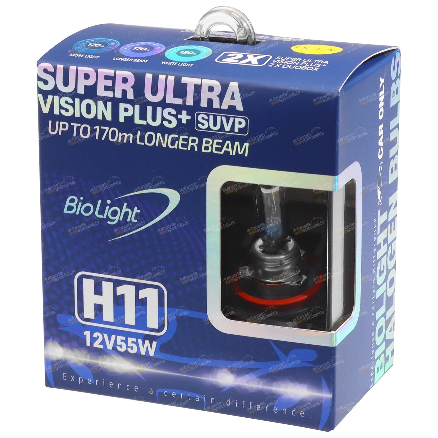 H11 Halogen Bulbs for Cars (Pair) - Ultra Bright White Light 12V 55W