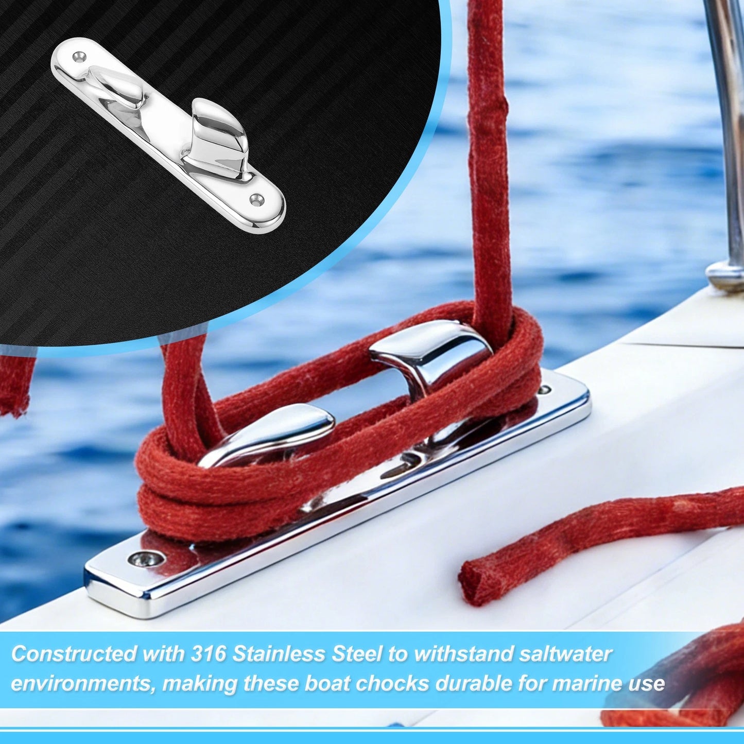 316 Stainless Steel Boat Bow Chock Cleat for Left Side (204 mm) 1pc