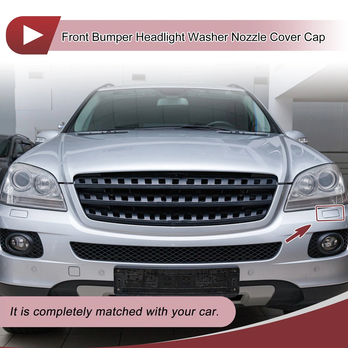 Front Left Washer Nozzle Cover Cap for Mercedes-Benz ML350 (2003–2011) Black