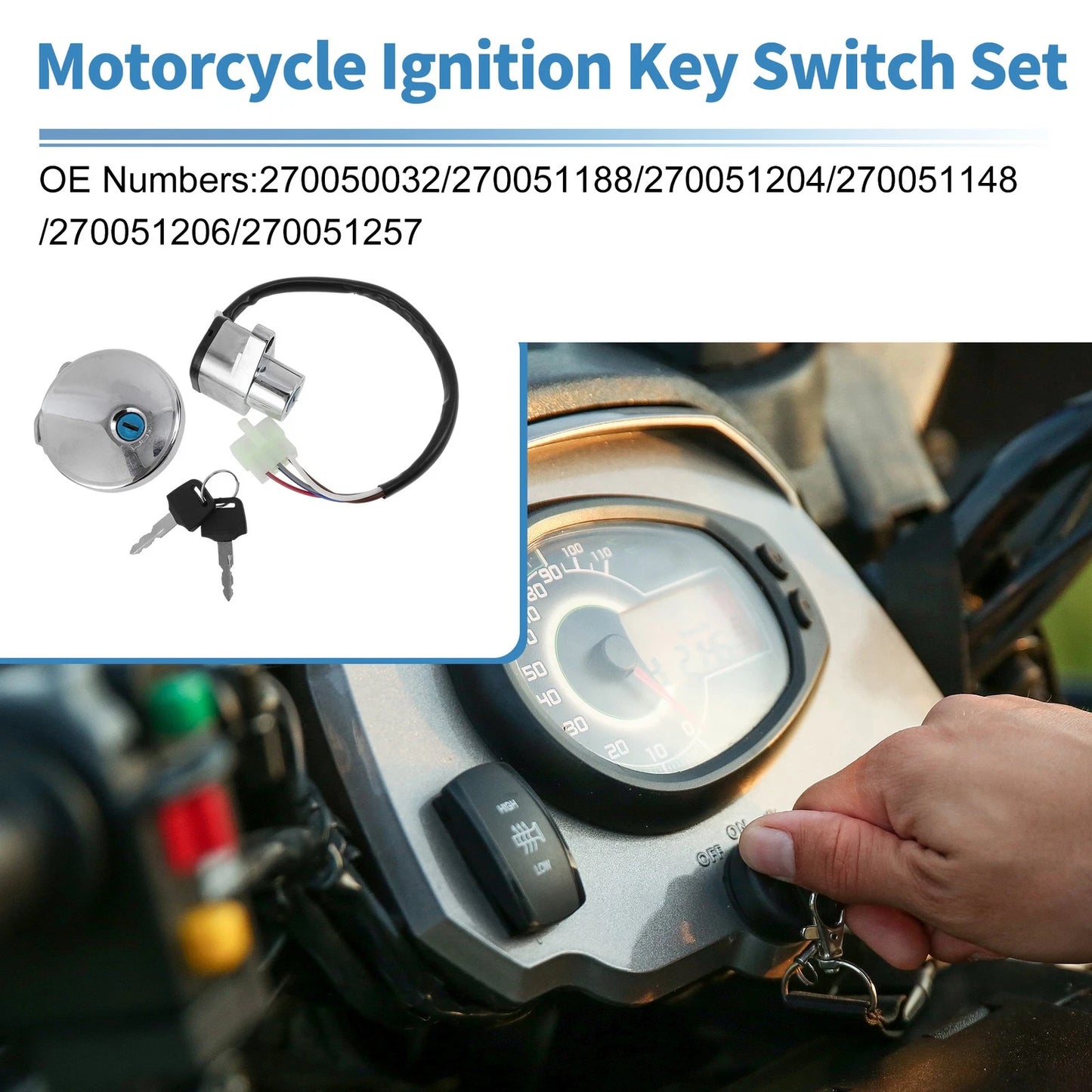 Ignition Key Switch No.270050032 for Kawasaki Vulcan 500 LTD 800 Classic (1996–2001)