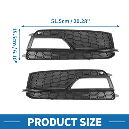 1 Pair Fog Light Grill for Audi A5 (2013–2017) No. 8T0807681K/8T0807682K ABS Black