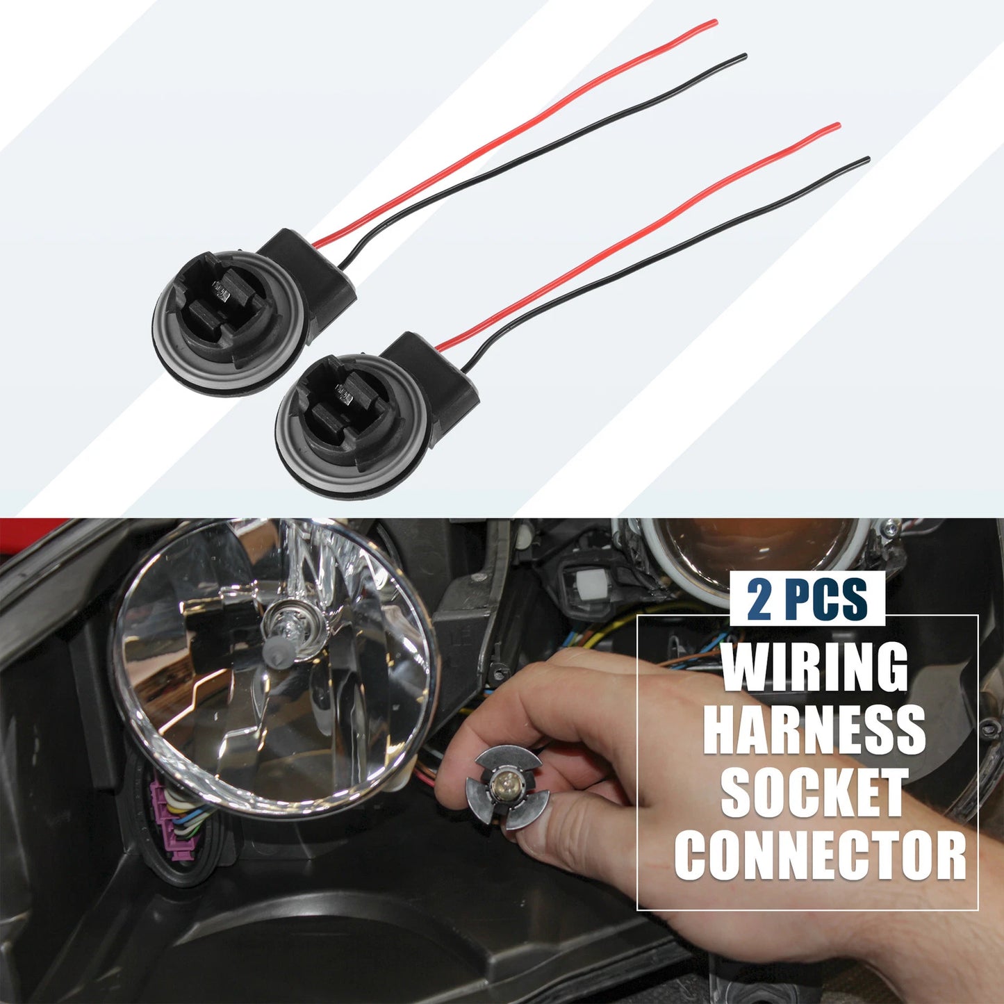 Set of 2 3156 Wire Harness Pigtail Socket for LED Brake Turn Signal Lights