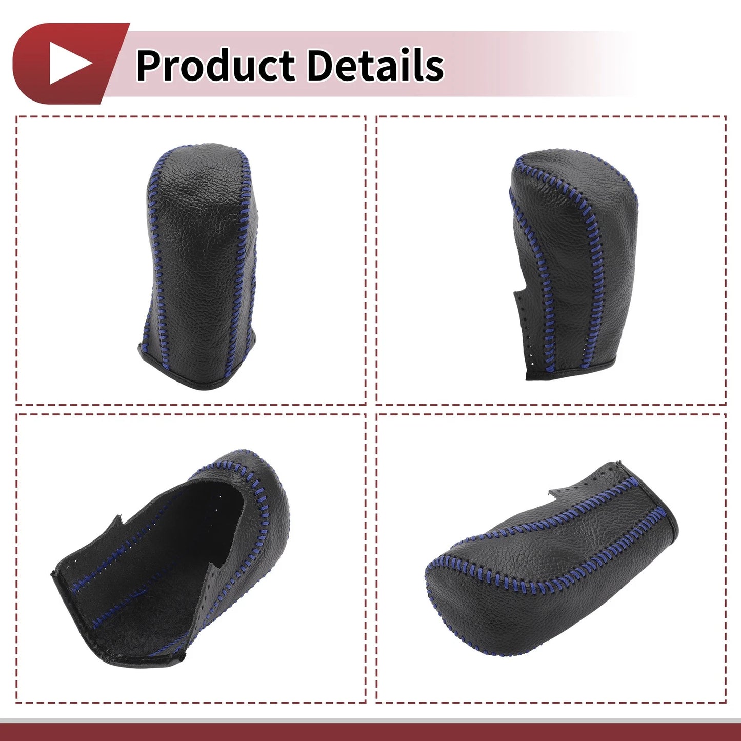 Gear Shift Knob Cover for Ford Fiesta (2009–2012) Black Blue Faux Leather
