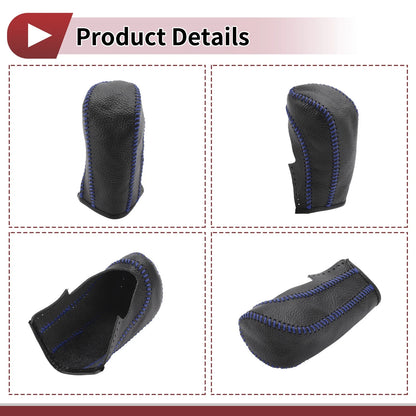 Gear Shift Knob Cover for Ford Fiesta (2009–2012) Black Blue Faux Leather