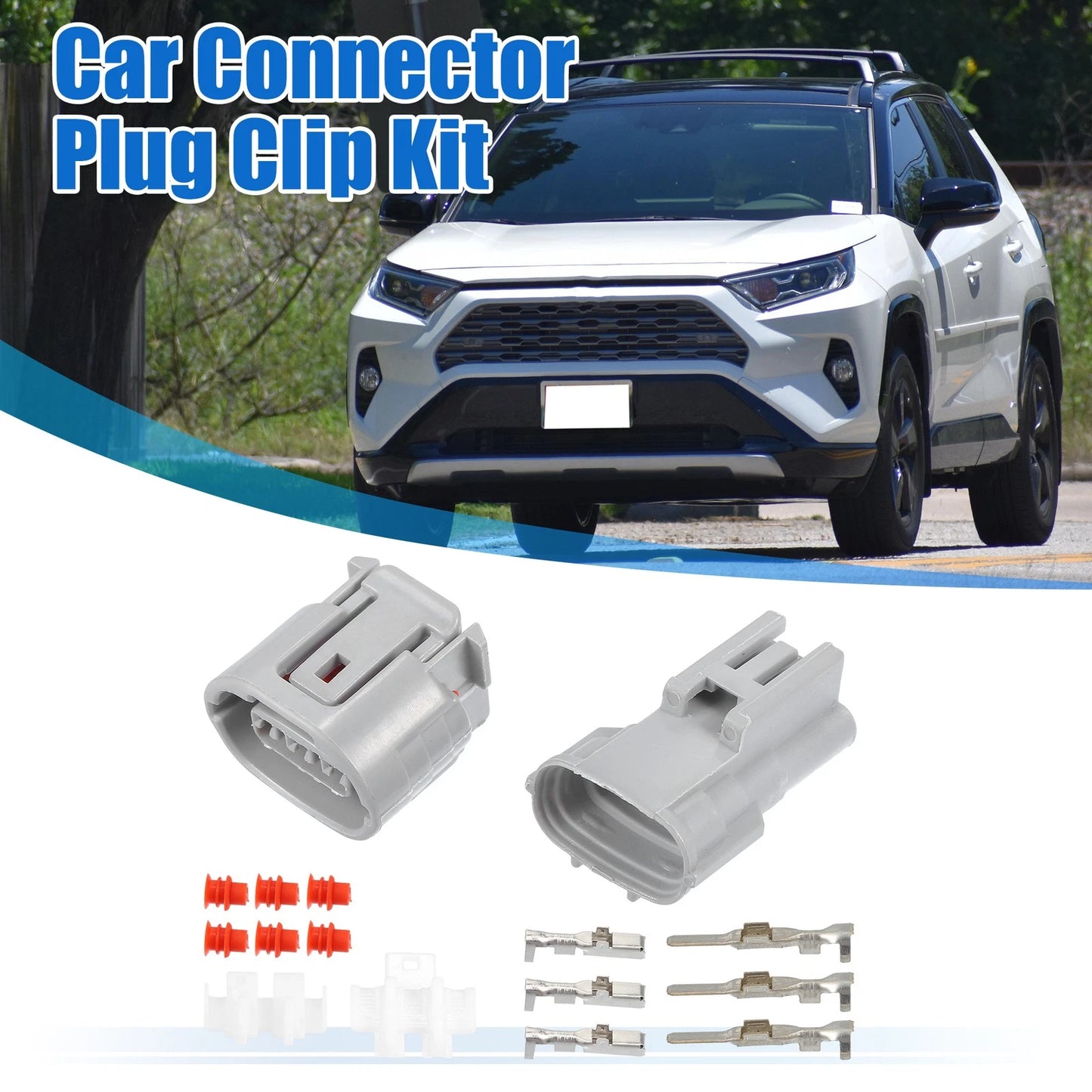 Set of 3 Pin TS Alternator Connector Male Female Adapter for Toyota