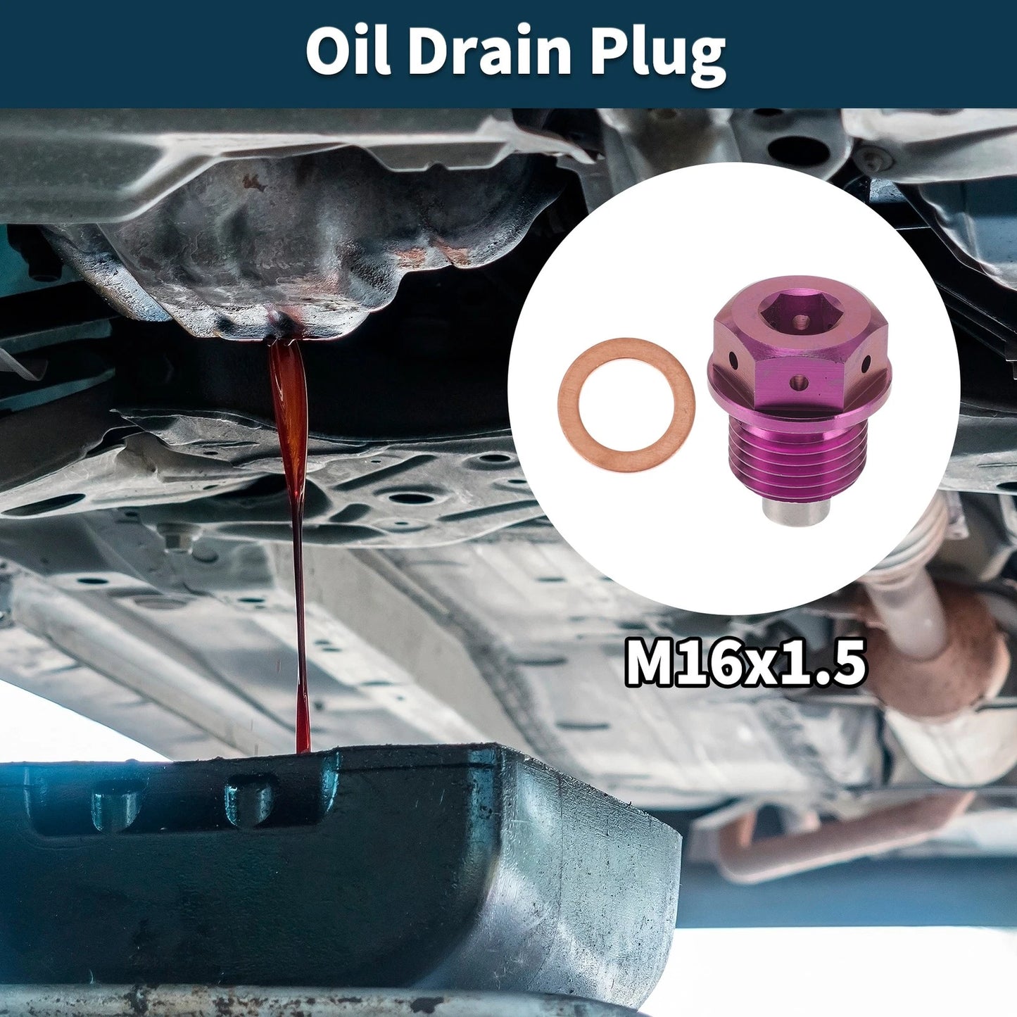 M16x1.5 Magnetic Oil Drain Plug for Universal Applications (1 Pc)