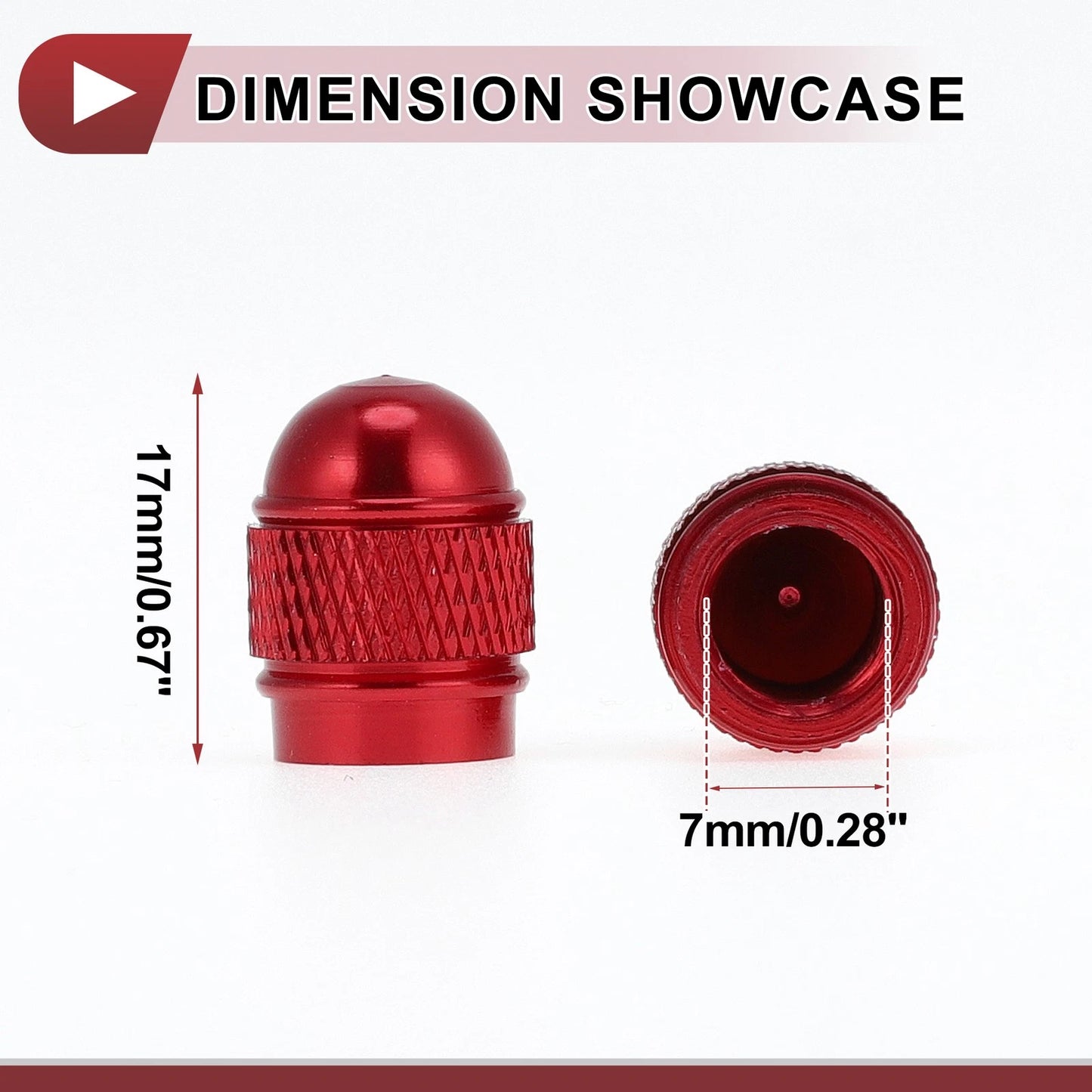Set of 4 Mini Bullet Style Tire Valve Stem Caps Red for Car