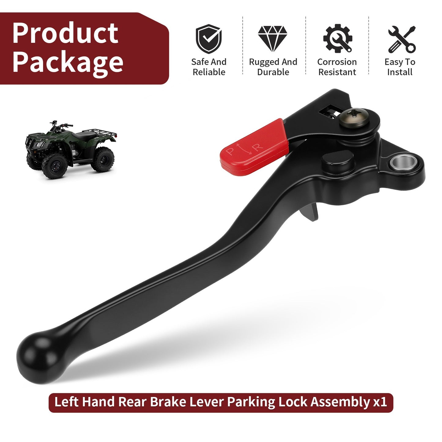 Left Hand Rear Brake Lever for Honda Rancher 420, Foreman 500, 520 (2007–2023)
