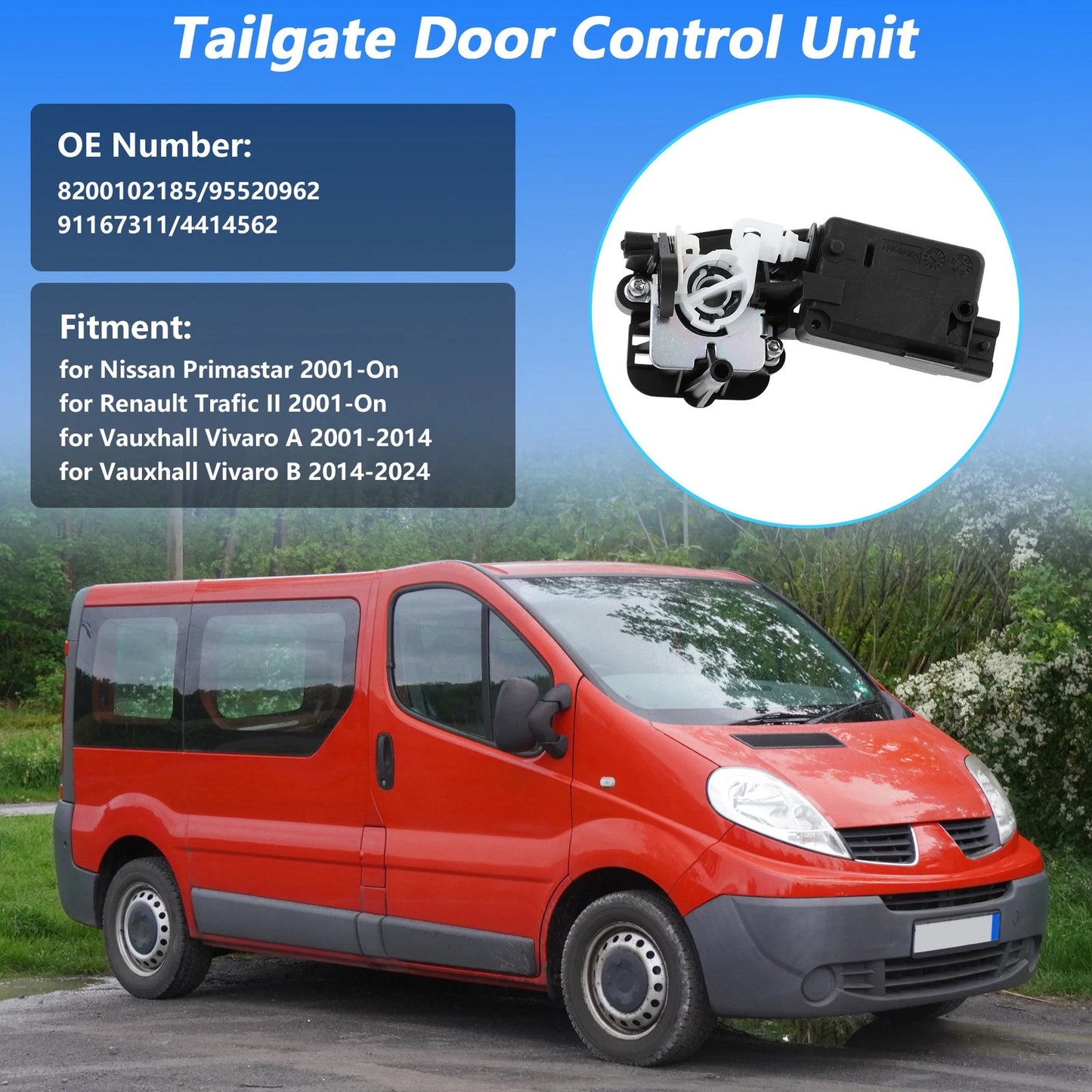 Tailgate Lock Actuator No.8200102185 for Vauxhall Vivaro A B, Renault Trafic