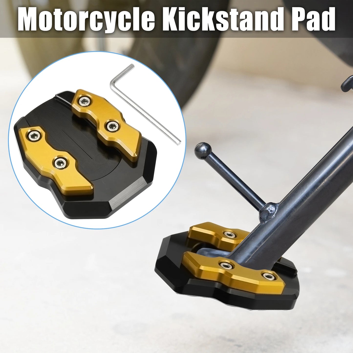 Kickstand Plate Pad for Honda Adv-160 (2022) Black Gold Tone