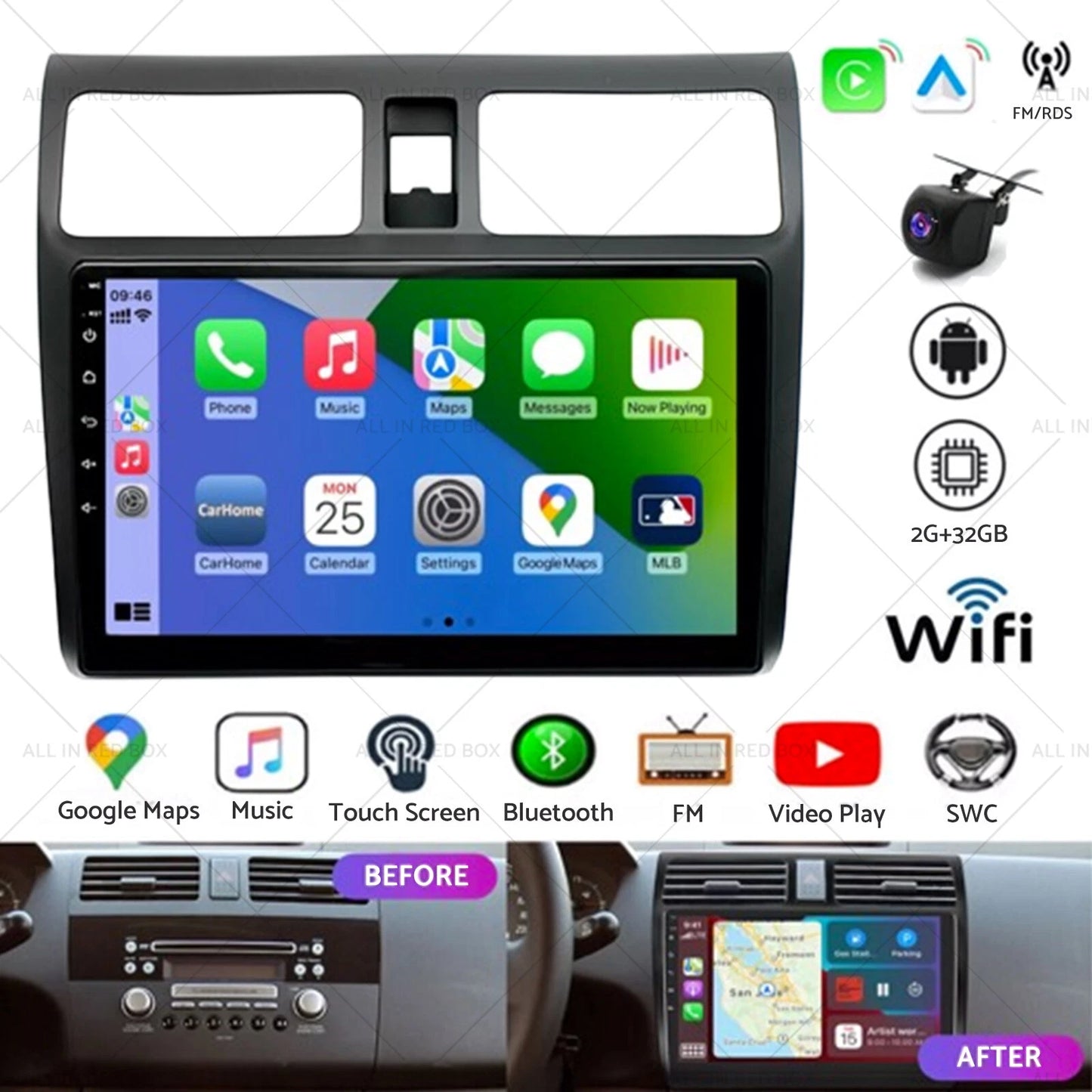 32G Android Carplay Stereo GPS Head Unit for Suzuki Swift (2013-2023)