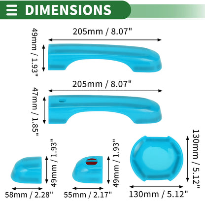 Set of 4 Exterior Door Handle Covers for Jeep Renegade (2015–2021) ABS Light Blue