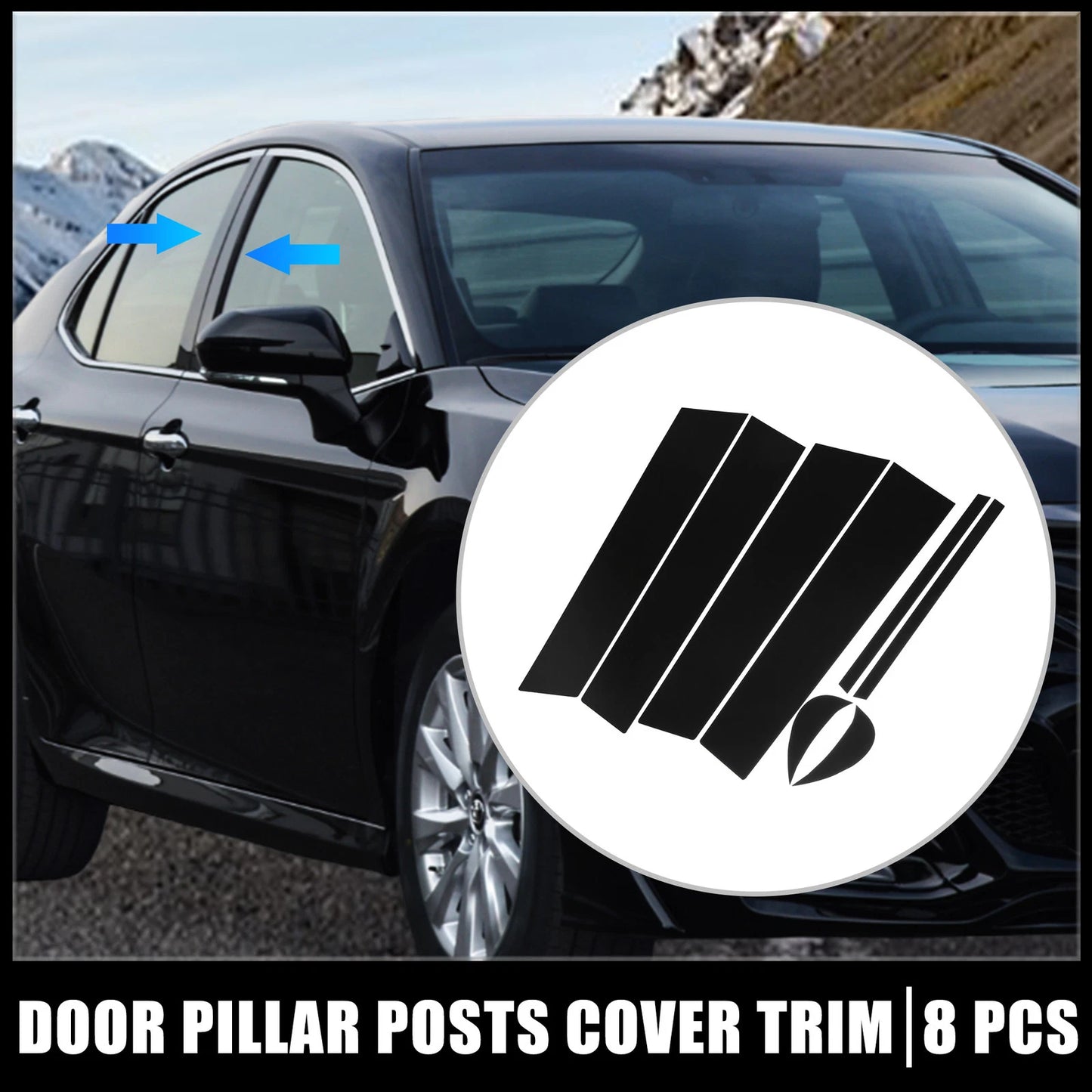 8 Pcs Door Cover Trim Pillar Stickers for Toyota Camry