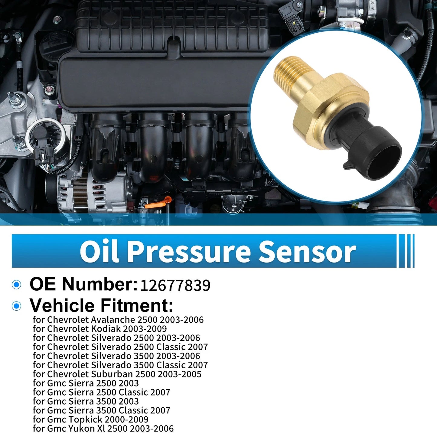 Engine Oil Pressure Sensor for Chevrolet Avalanche 2500 (2003–2006) No.12677839