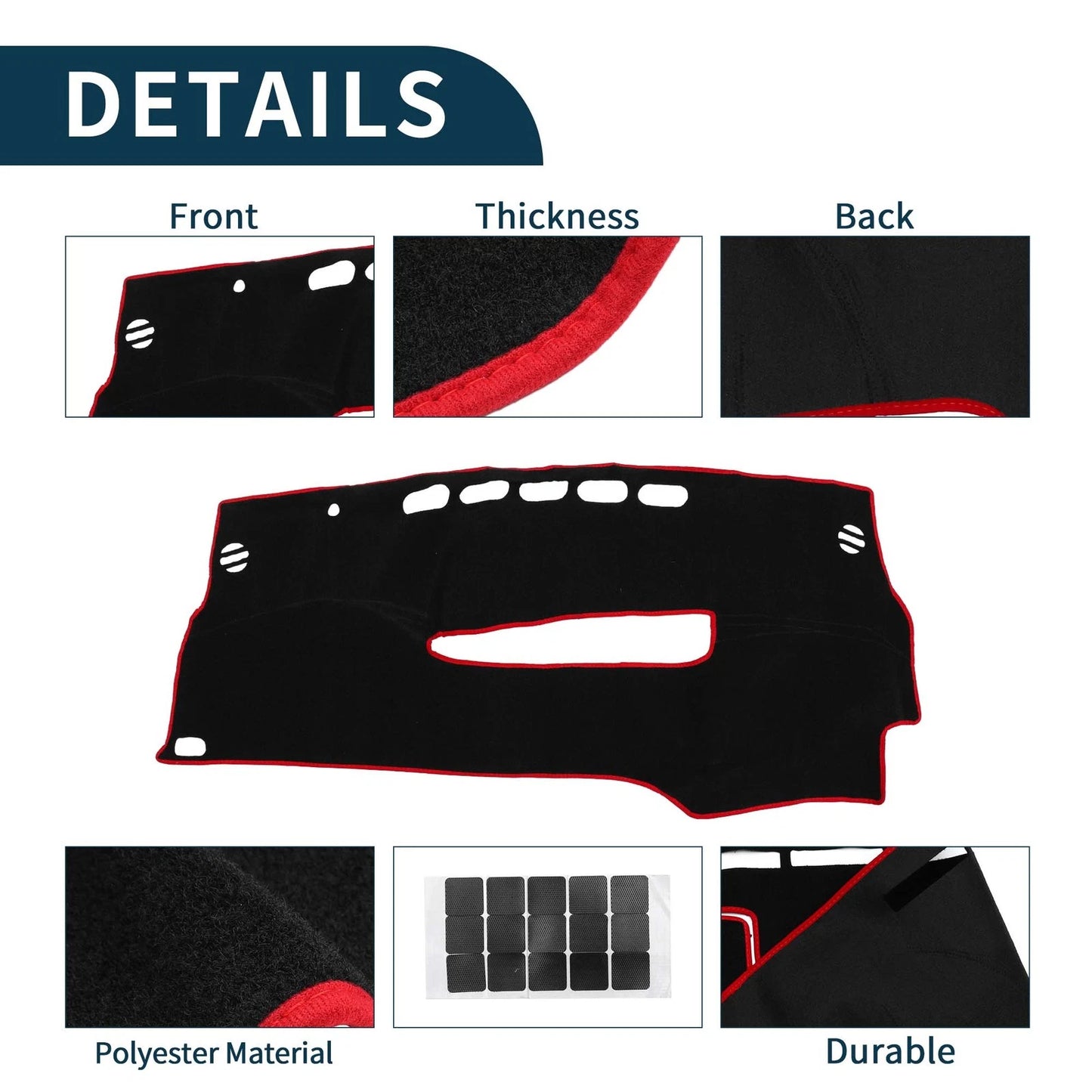 Dashboard Cover Mat for Toyota Prius 30 Series (2016–2022) - Black Red Set