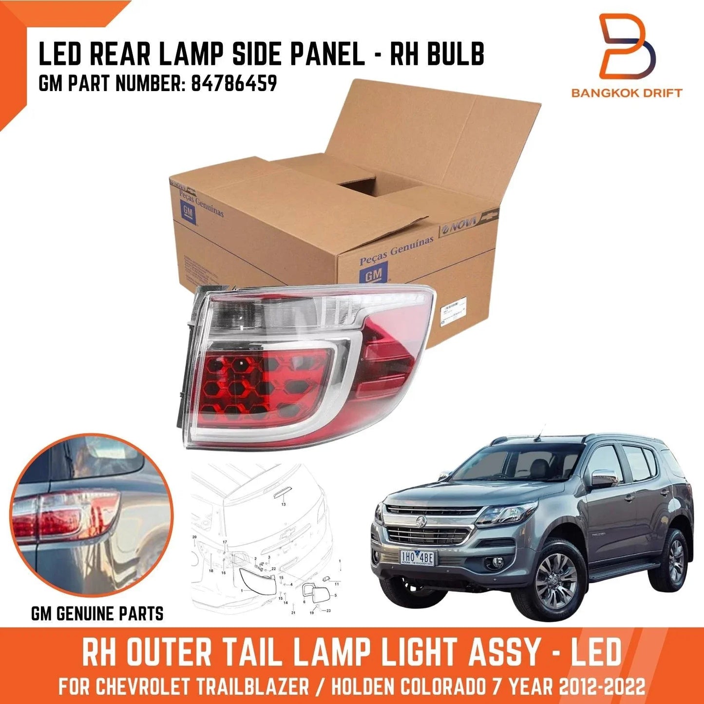 Right Hand LED Tail Lamp for Holden Trailblazer Colorado 2012-2022