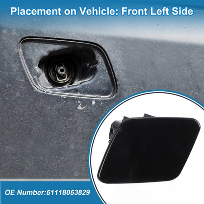 Front Left Bumper Headlight Washer Nozzle Cover Cap for BMW 1 Series Black