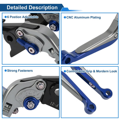 Adjustable Brake Clutch Lever for Kawasaki Vulcan S 650 (2015–2023) Titanium Blue