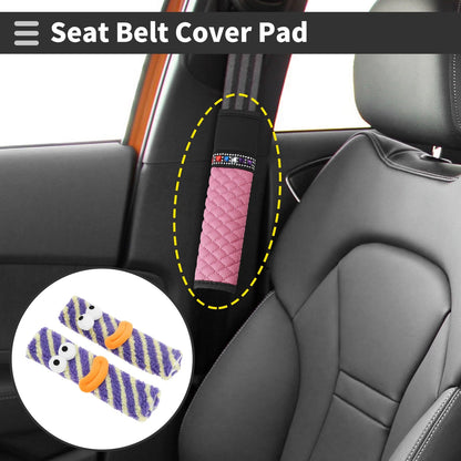 Set of 2 Purple Seat Belt Cover Pads for Universal Fit (23.5cm)