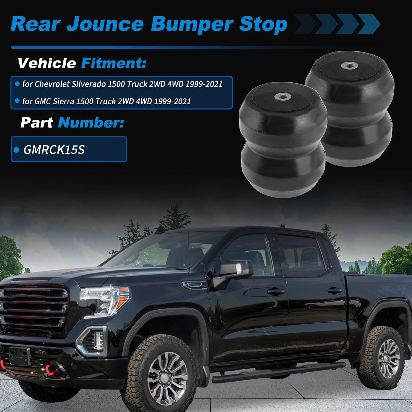 Set of 2 Suspension Bump Stops for Chevrolet Silverado 1500 (2007–2018) No.GMRCK15S
