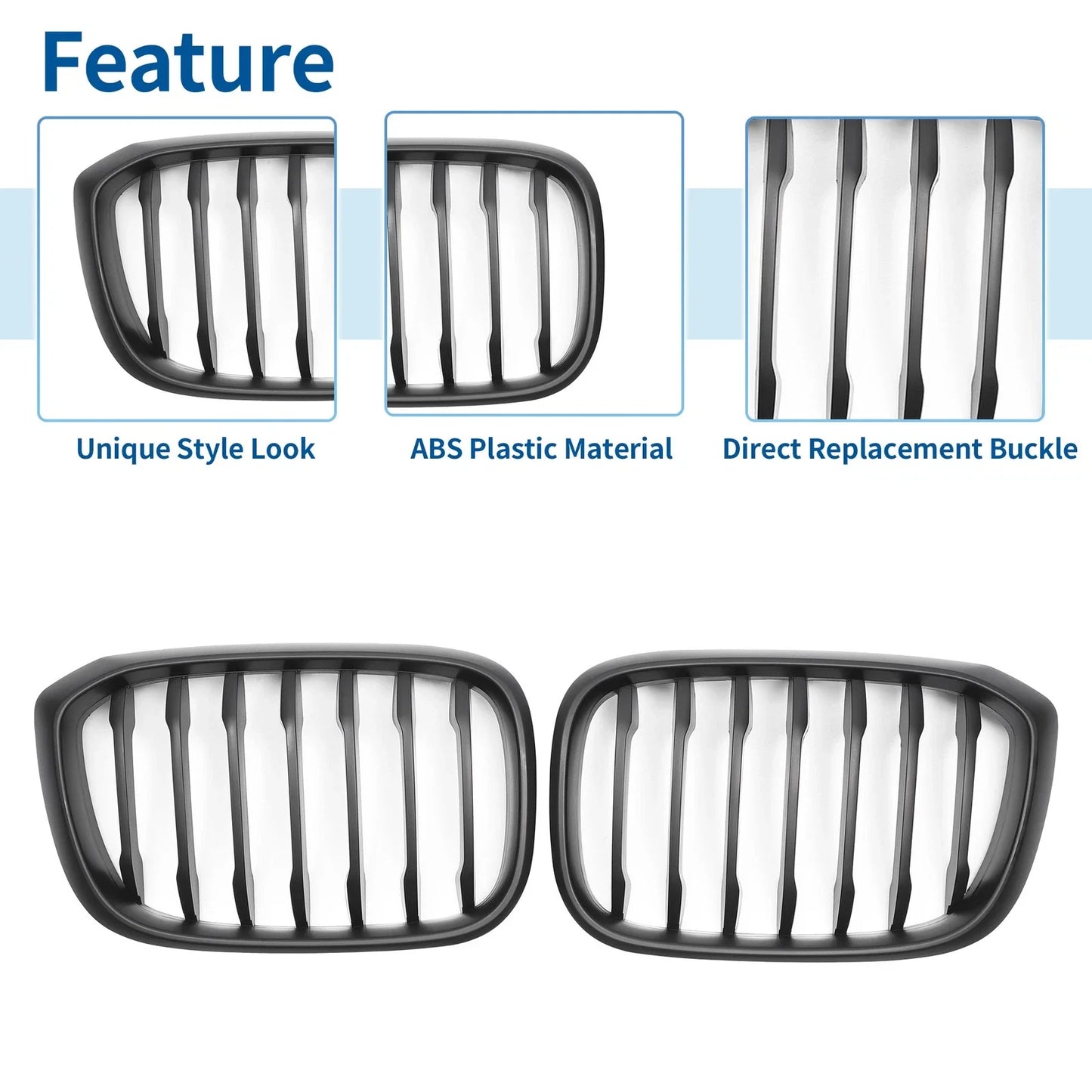 Front Upper Bumper Grille Matte Black Signal Slat for BMW X3 G01 (2020-2023)