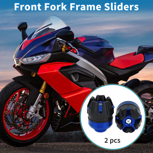 2 x Motorcycle Frame Sliders Front Fork Falling Protection Plastic Blue
