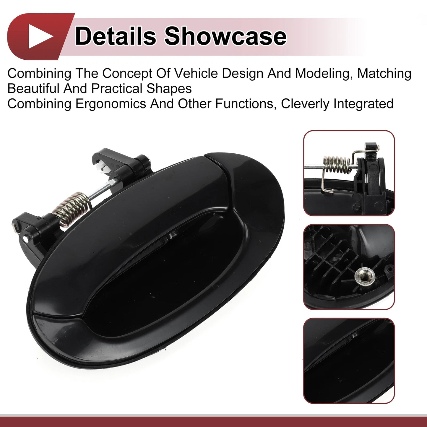 Car Exterior Door Handle for Hyundai Elantra (Rear Left, 8365029001) Black ABS