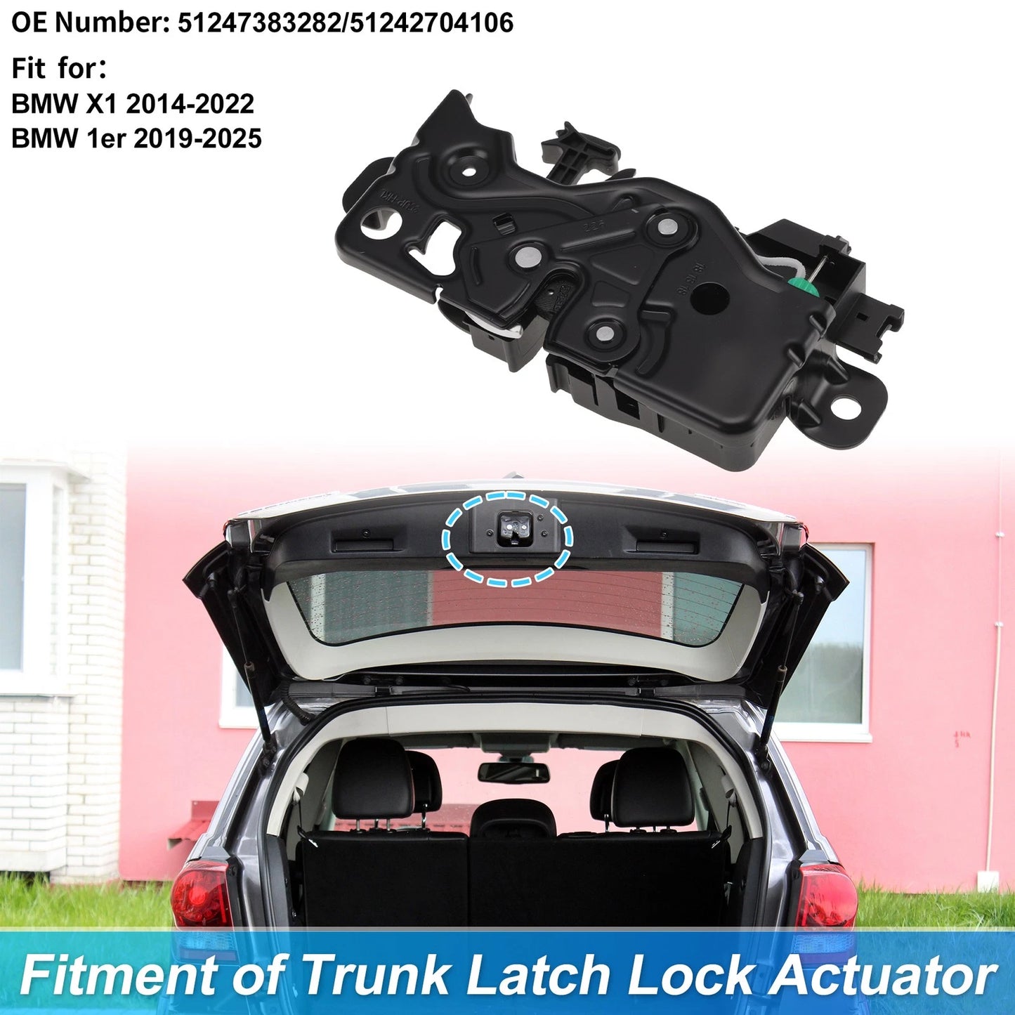 Rear Trunk Latch Lock Actuator for BMW X1 (2014–2022) 4 Pins 51247383282