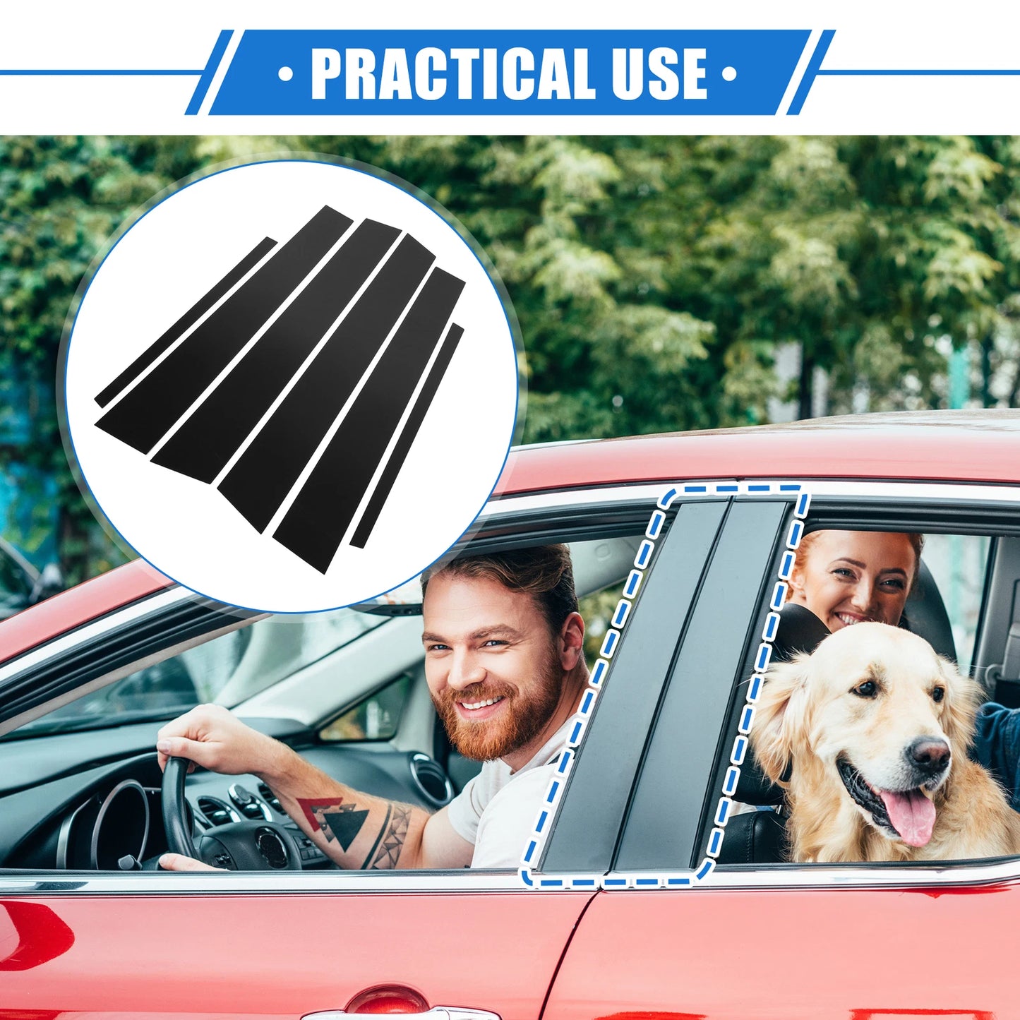 Set of 6 Pillar Posts Door Window Trim Covers for Honda Accord Sedan (2008–2012) Black