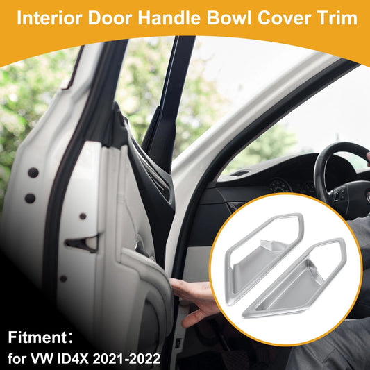 Interior Door Handle Bowl Cover Trim for VW ID4X (2021–2022) Silver Tone