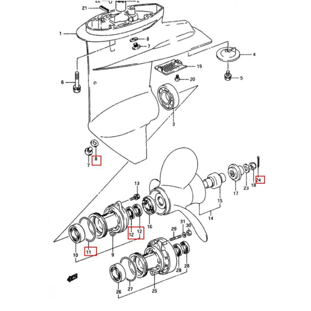 Lower Unit Oil Seal for Suzuki DT8 DT9.9 (8HP, 9.9HP)