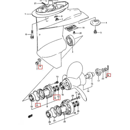 Lower Unit Oil Seal for Suzuki DT8 DT9.9 (8HP, 9.9HP)