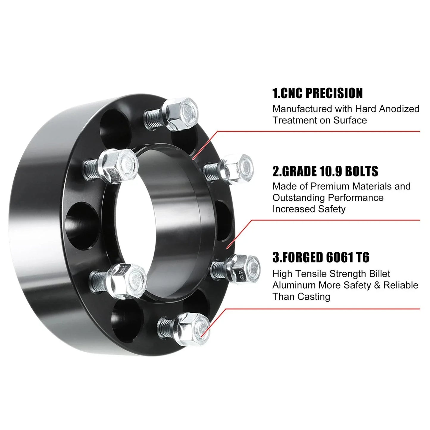 4pcs 2" Thick M12x1.5 6x5.5" Wheel Spacers Adapters