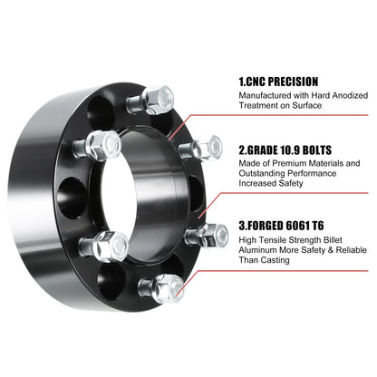 4pcs 2" Thick M12x1.5 6x5.5" Wheel Spacers Adapters